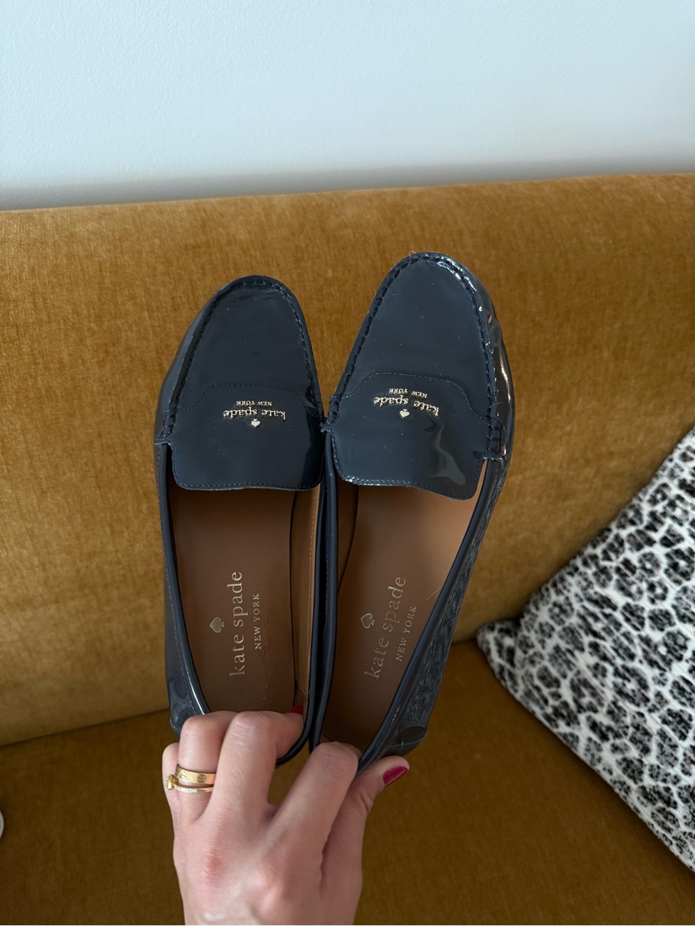 kate spade Navy Patent Leather Slip-On Loafers